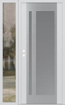 Diamond C15 52" x 80" white/white frosted Glass Panel stainless steel RHI with Sidelite clear Glass