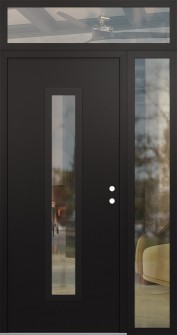DIAMOND A11 50" X 96" BLACK/BLACK CLEAR GLASS PANEL BLACK LHI WITH SIDELITE AND TRANSOM CLEAR GLASS