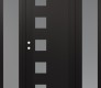 Modern Steel Front Door Diamond C5 60" x 80" black/white frosted Glass Panel black RHI with 2 Sidelites frosted Glass