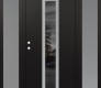 Modern Steel Front Door DIAMOND A11 64" X 80" BLACK/BLACK MIRRORED GLASS PANEL STAINLESS STEEL RHI WITH 2 SIDELITES FROSTED GLASS