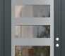 Modern Steel Front Door Diamond C9 36" x 96" anthracite/anthracite clear Glass Panel stainless steel LHI with Transom frosted Glass