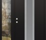 Modern Steel Front Door DIAMOND A1 52" X 80" BLACK/WHITE FROSTED GLASS PANEL STAINLESS STEEL RHI WITH SIDELITE CLEAR GLASS