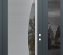 Modern Steel Front Door Diamond C13 50" x 96" anthracite/anthracite clear Glass Panel stainless steel LHI with Sidelite and Transom mirrored Glass