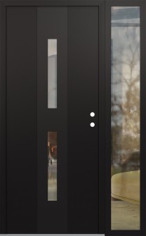 DIAMOND A6 48" X 80" BLACK/BLACK CLEAR GLASS PANEL BLACK LHI WITH SIDELITE CLEAR GLASS