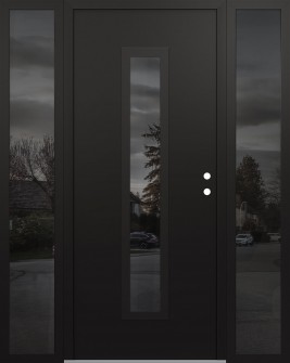 DIAMOND A11 68" X 80" BLACK/BLACK MIRRORED GLASS PANEL BLACK LHI WITH 2 SIDELITES MIRRORED GLASS