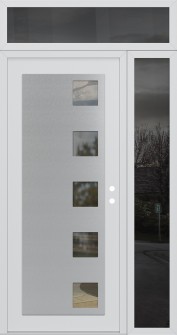 Diamond C5 50" x 96" white/white clear Glass Panel stainless steel LHI with Sidelite and Transom mirrored Glass