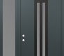 Modern Steel Front Door DIAMOND A8 50" X 96" ANTHRACITE/ANTHRACITE FROSTED GLASS PANEL BLACK RHI WITH SIDELITE AND TRANSOM FROSTED GLASS