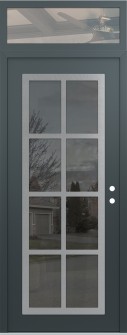 Diamond C16 36" x 96" anthracite/anthracite mirrored Glass Panel stainless steel LHI with Transom clear Glass