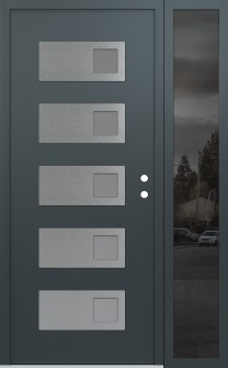 Diamond D2 50" x 80" anthracite/anthracite frosted Glass Panel stainless steel LHI with Sidelite mirrored Glass