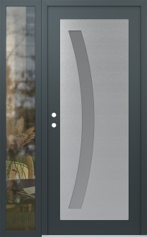 Diamond C4 50" x 80" anthracite/anthracite frosted Glass Panel stainless steel RHI with Sidelite clear Glass