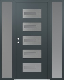 Diamond D6 60" x 80" anthracite/anthracite frosted Glass Panel stainless steel RHI with 2 Sidelites frosted Glass