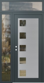 Diamond C5 50" x 96" anthracite/anthracite clear Glass Panel stainless steel RHI with Sidelite and Transom clear Glass
