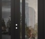 Modern Steel Front Door Diamond C15 48" x 96" black/black clear Glass Panel black RHI with Sidelite and Transom mirrored Glass