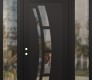 Modern Steel Front Door Diamond C12 64" x 96" black/black clear Glass Panel black RHI with 2 Sidelites and Transom clear Glass