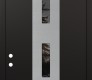 Modern Steel Front Door DIAMOND A7 36" X 96" BLACK/BLACK MIRRORED GLASS PANEL STAINLESS STEEL RHI WITH TRANSOM MIRRORED GLASS