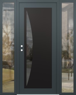 Diamond C13 64" x 80" anthracite/anthracite mirrored Glass Panel black RHI with 2 Sidelites clear Glass