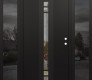 Modern Steel Front Door DIAMOND A4 60" X 80" BLACK/BLACK CLEAR GLASS PANEL BLACK LHI WITH 2 SIDELITES MIRRORED GLASS