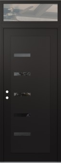Diamond C8 36" x 96" black/black mirrored Glass Panel black RHI with Transom clear Glass
