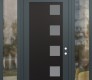 Modern Steel Front Door Diamond C5 64" x 96" anthracite/anthracite frosted Glass Panel black LHI with 2 Sidelites and Transom clear Glass