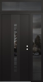 DIAMOND A3 48" X 96" BLACK/BLACK MIRRORED GLASS PANEL BLACK LHI WITH SIDELITE AND TRANSOM MIRRORED GLASS