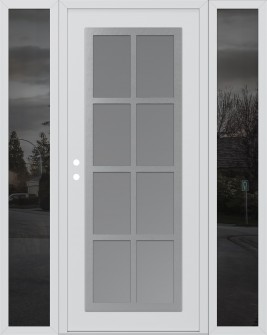 Diamond C16 60" x 80" white/white frosted Glass Panel stainless steel RHI with 2 Sidelites mirrored Glass