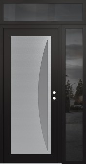 Diamond C13 50" x 96" black/white frosted Glass Panel stainless steel LHI with Sidelite and Transom mirrored Glass