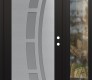 Modern Steel Front Door Diamond C12 48" x 80" black/white frosted Glass Panel stainless steel LHI with Sidelite clear Glass