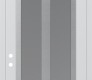 Modern Steel Front Door Diamond C14 36" x 96" white/white frosted Glass Panel stainless steel RHI with Transom mirrored Glass