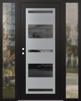 Diamond C10 64" x 80" black/black mirrored Glass Panel stainless steel RHI with 2 Sidelites clear Glass
