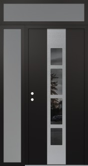 DIAMOND A10 52" X 96" BLACK/BLACK MIRRORED GLASS PANEL STAINLESS STEEL RHI WITH SIDELITE AND TRANSOM FROSTED GLASS