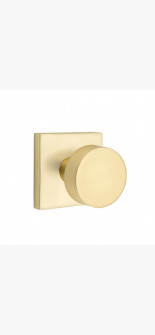 EMTEK ROUND KNOB WITH SQUARE ROSETTE DUMMY SATIN BRASS (US4) 5050