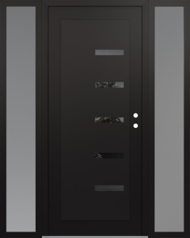 Diamond C8 64" x 80" black/black mirrored Glass Panel black LHI with 2 Sidelites frosted Glass