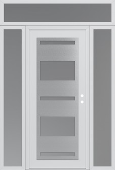 Diamond C10 60" x 96" white/white frosted Glass Panel stainless steel LHI with 2 Sidelites and Transom frosted Glass