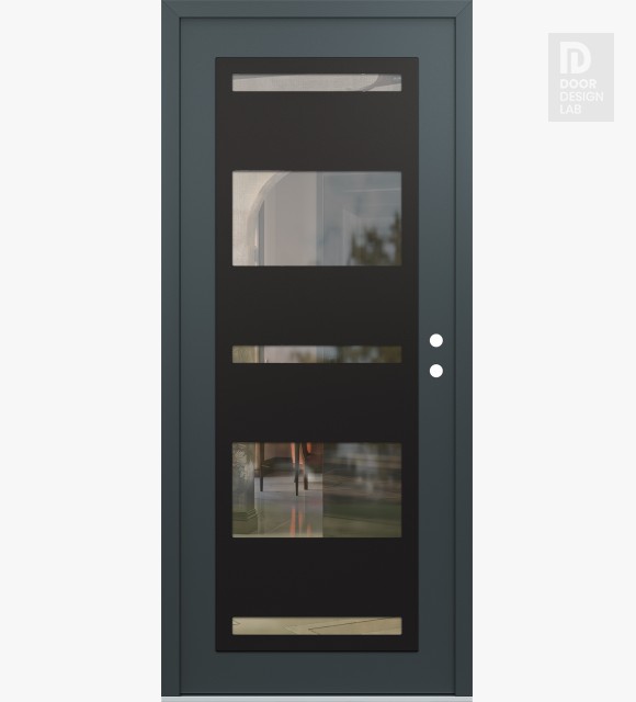 Modern Steel Front Door Diamond C10 36" x 80" anthracite/anthracite clear Glass Panel black LHI