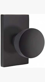 EMTEK ROUND KNOB WITH MODERN RECTANGULAR ROSETTE PRIVACY RH FLAT BLACK (US19) 5212