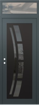 Diamond C12 36" x 96" anthracite/anthracite mirrored Glass Panel black RHI with Transom clear Glass