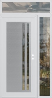 Diamond C6 50" x 96" white/white clear Glass Panel stainless steel LHI with Sidelite and Transom clear Glass