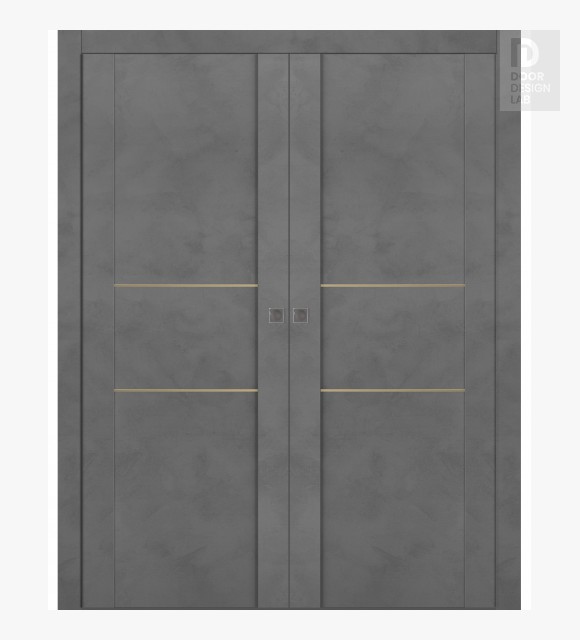 Avon 01 2H Gold Dark Urban Modern Interior Double Pocket Doors by Belldinni