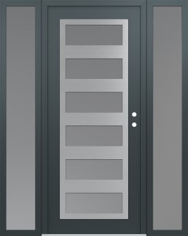Diamond C9 60" x 80" anthracite/anthracite frosted Glass Panel stainless steel LHI with 2 Sidelites frosted Glass