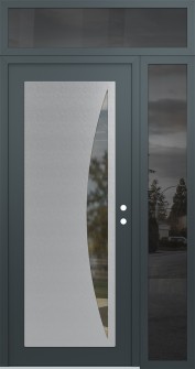 Diamond C13 48" x 96" anthracite/anthracite clear Glass Panel stainless steel LHI with Sidelite and Transom mirrored Glass