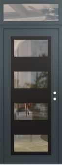 Diamond C2 36" x 96" anthracite/anthracite clear Glass Panel black LHI with Transom clear Glass