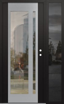 Diamond C15 48" x 80" black/black clear Glass Panel stainless steel LHI with Sidelite mirrored Glass