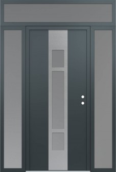 DIAMOND A9 68" X 96" ANTHRACITE/ANTHRACITE FROSTED GLASS PANEL STAINLESS STEEL LHI WITH 2 SIDELITES AND TRANSOM FROSTED GLASS