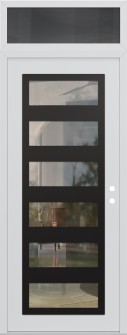Diamond C9 36" x 96" white/white clear Glass Panel black LHI with Transom mirrored Glass
