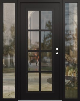 Diamond C16 64" x 80" black/black clear Glass Panel black LHI with 2 Sidelites clear Glass