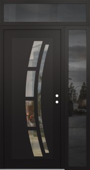 Diamond C12 52" x 96" black/black clear Glass Panel black LHI with Sidelite and Transom mirrored Glass