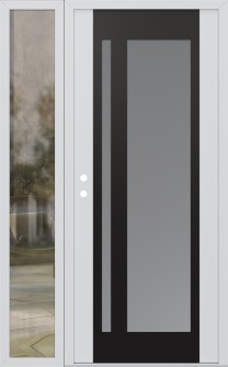 Diamond C15 50" x 80" white/white frosted Glass Panel black RHI with Sidelite clear Glass