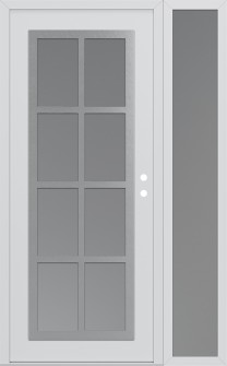 Diamond C16 52" x 80" white/white frosted Glass Panel stainless steel LHI with Sidelite frosted Glass