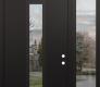 DIAMOND A1 52" X 96" BLACK/BLACK CLEAR GLASS PANEL BLACK RHI WITH SIDELITE AND TRANSOM CLEAR GLASS