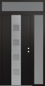 DIAMOND A12 48" X 96" BLACK/WHITE FROSTED GLASS PANEL STAINLESS STEEL LHI WITH SIDELITE AND TRANSOM FROSTED GLASS